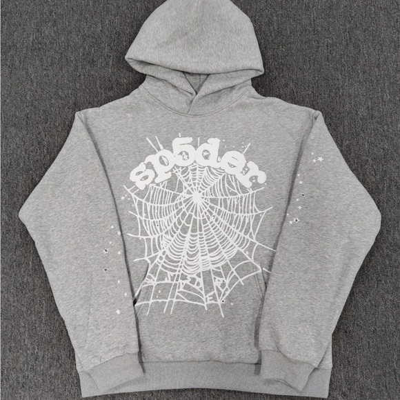 Gray Spider Web Graphic Hoodie